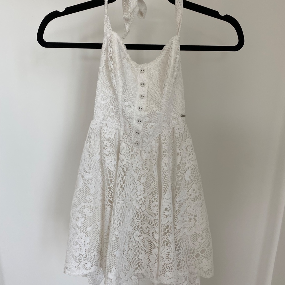 Guess White Lace Halter Dress